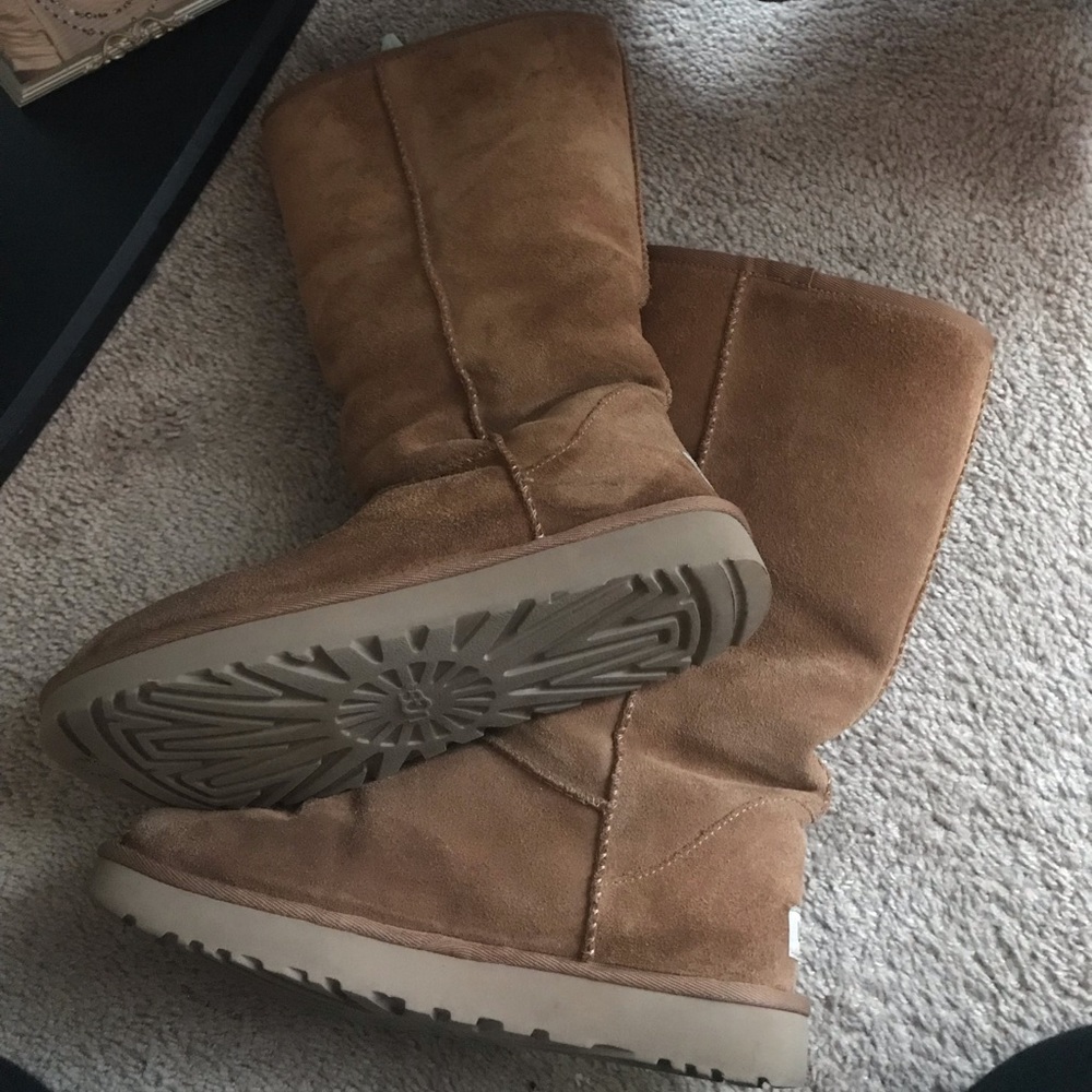 UGG tall boots with cheetah print fur inside